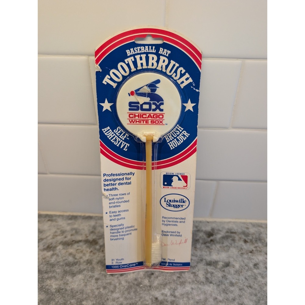 Vintage 1986 Chicago White Sox Baseball Bat Toothbrush & Holder Dave Winfield Ad